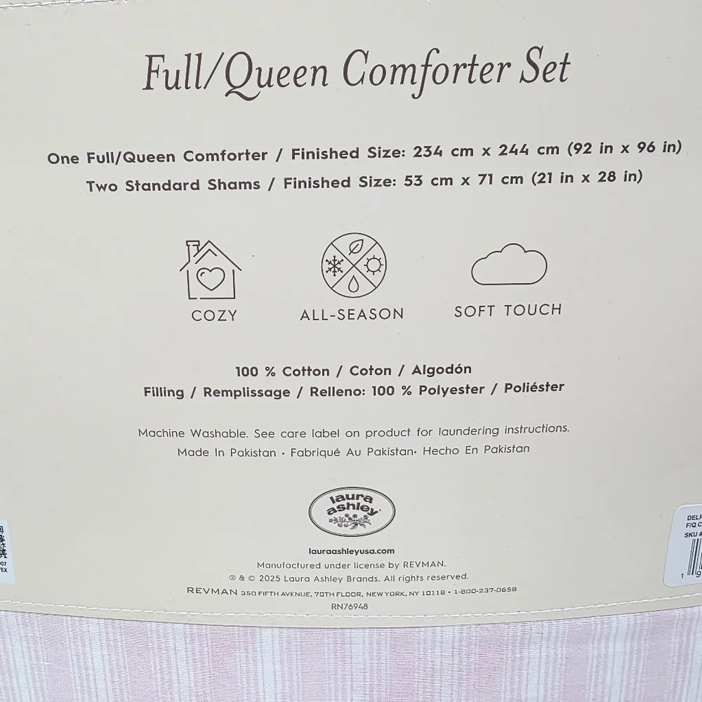 Laura Ashley Pink Bow Queen Comforter Set